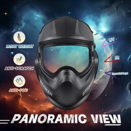 Shine STAWAR Grinding Face Shield, Lightweight Cutting Face Shield with Anti-Fog & Scratch Resistance Lens Face Shield Mask for Grinding, Cutting, Woodworking (Black Hood)