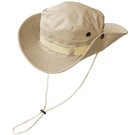Monfasye Sun Hat, Wide Brim Fishing Hat Breathable UV Protection Boonie Hat Double-Sided Safari Hat Beach Bucket Cap (Beige)