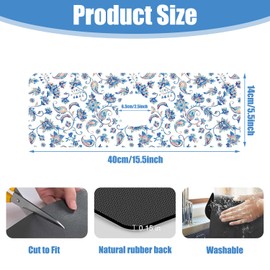 Sink Splash Guard Faucet Mat Paisley Flowers Tulips Leaves Absorbent Fast Drying Mat Sink Gadgets Splash Guard Behind Faucet Drip Catcher for Kitchen Bathroom 15.5"X5.5"