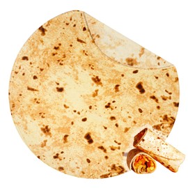 Bnuitland 80/90 Inches Tortilla Burritos Pattern Blanket with Pouch,300 GSM Double Sided Giant Flour Realistic Food Blanket,Novelty Taco Funny Blanket for Your Family,Super Soft Flannel Bed Throw