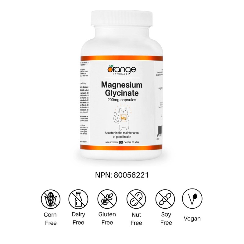Orange Naturals - Magnesium Glycinate - 200mg 90 v-caps -