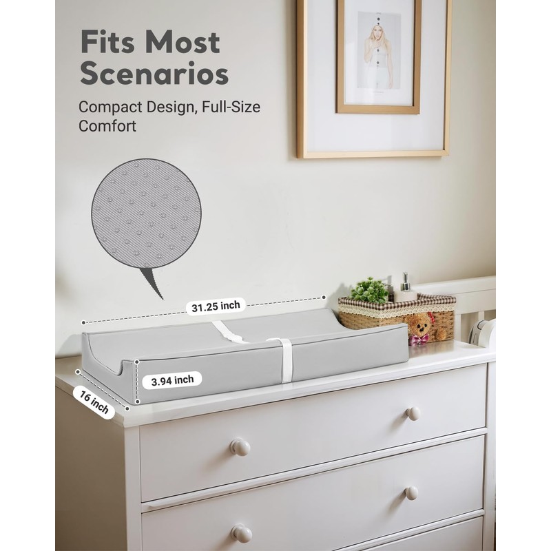 Vegan Leather Waterproof Baby Changing Pad - Wipeable, Extra Thick