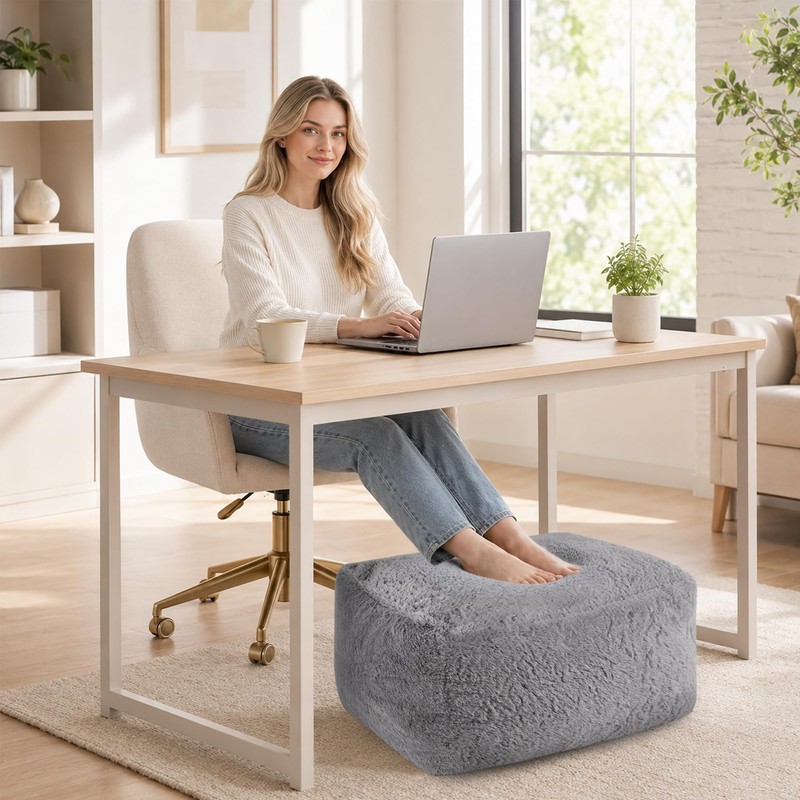 Round Pouf Ottoman 23 x 15 x 13 Inches, Memory