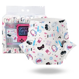 CutiePlusU Adult Diapers 10 Pieces, Game Baby Disposable Incontinence Briefs with Tabs for Women and Men, Maximum Overnight Absorbency (Medium 28"-38")