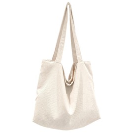 LassZone Thicken Corduroy Tote Bags for Women Girls Large Capacity Handbag Shoulder Bags Ladies Casual Hobo Bag with Zipper for College School Work Travel Shopping