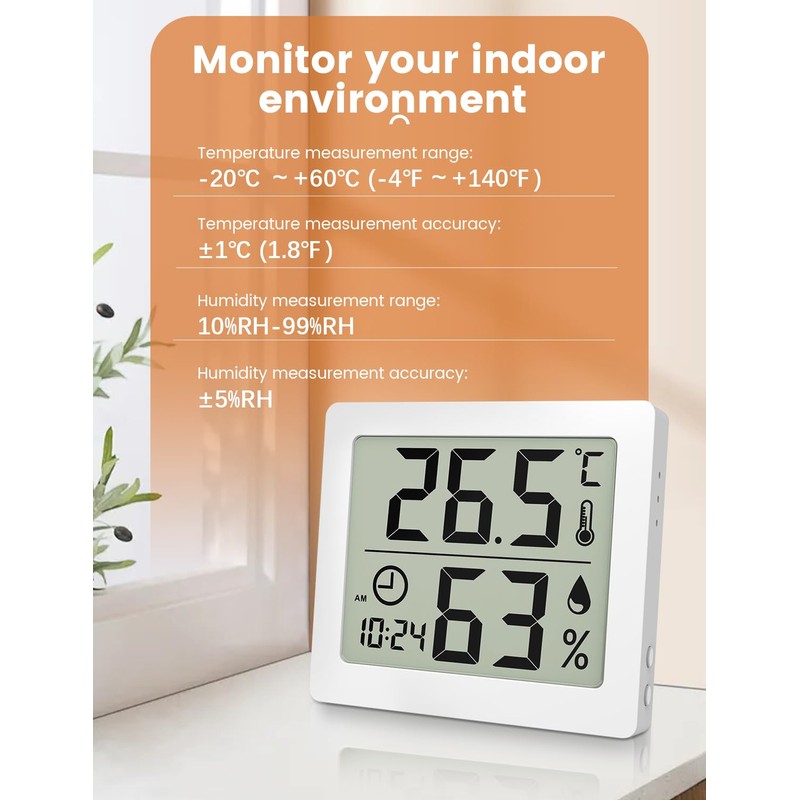 Digitales Thermo-Hygrometer Innen Thermometer Hygrometer Temeo Hygro Indicator 3,1” großer