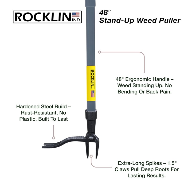 Rocklin™ Stand Up Weed Puller Tool - 4 Claw Steel