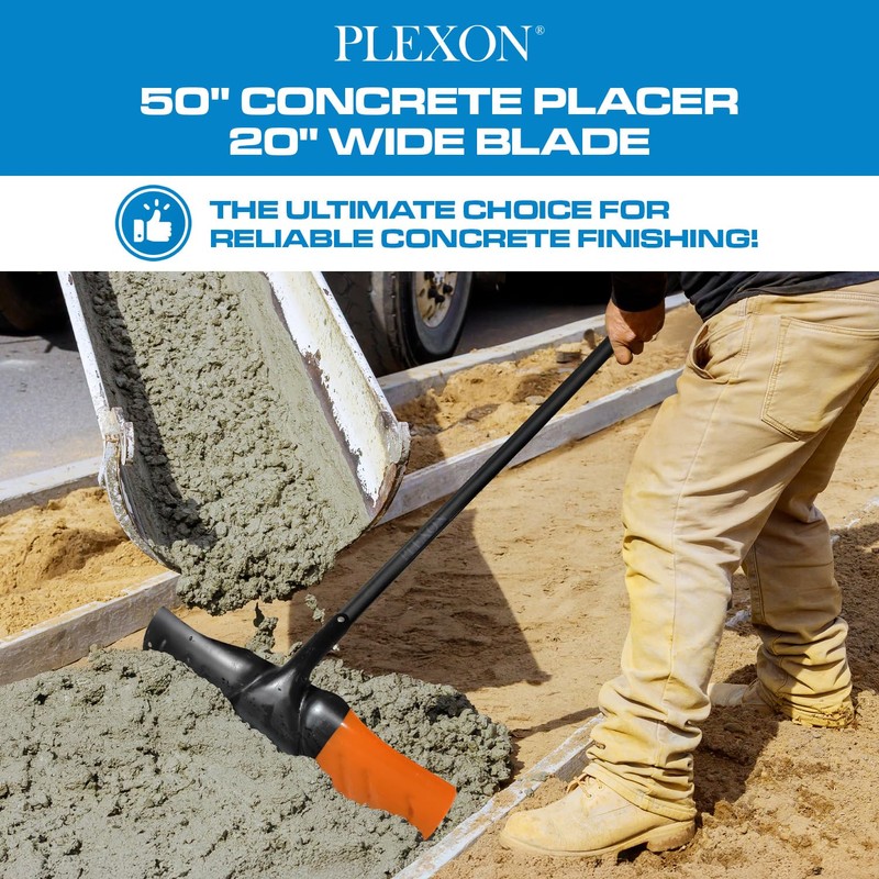 PLEXON 50" Concrete Placer 20" Wide Blade with Metal Handle,