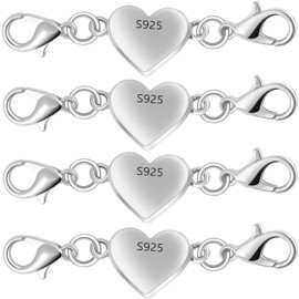 Oilzorr Cierres Y Broches Magnéticos Para Collares En Forma De Corazón De Plata 925, Convertidor De Cierre Magnético Para Suministros De Fabricación De Joyas, Conector Extensor De Cadena Para Collares