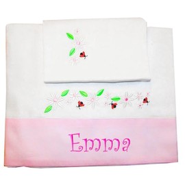 Zigozago - 3-teiliges Baby Bettwäsche Komplett Set "Gänseblümchen" - 100% Baumwolle, handgefertigt, bestickt und mit Namen personalisierbar