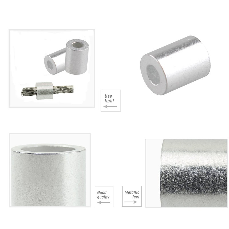 Futheda 100 pcs Aluminum Crimping Loop Sleeve Clips with Round