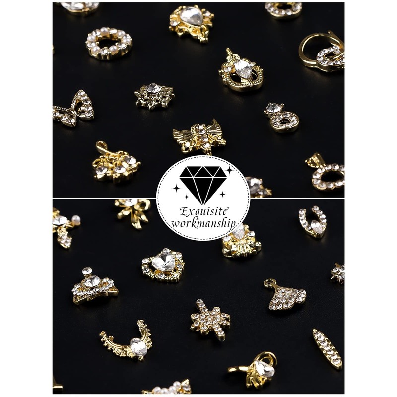 TOROKOM 3D Nail Charms, 48 PCS Luxury Shiny Nail Diamonds