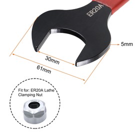 uxcell Collet Chuck Wrench Spanner for ER20A Lathe Clamping Nut with Red Non-slip Handle