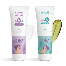 LESKA Set de Maternity Stages B & C | Crema Hidrata para El Vientre y Gel Tónico Restaurador | Madres Embarazadas Meses 6-9 y Posparto | Parte Del Sistema Completo de Cuidado de La Piel de Maternidad