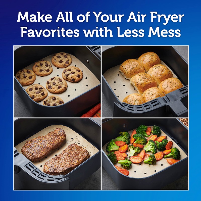 Reynolds Kitchens Air Fryer Liners Disposable, Unbleached Parchment Paper Sheets,