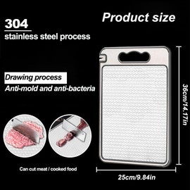 BLOCE Titanium Cutting Board for Kitchen, Stainless Non Stick Chopping Board, Upgrade Double Sided Food-Grade Titanium Board for Kitchen for Meat Cheese Vegetable Fruit (12.6 * 10 Inch)