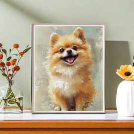 LAENAKR Paint by Number for Adults Beginner, Pomeranian Dog Paint by Numbers, Cute Dog Paint by Numbers Kits Suitable for Home Wall Decoration 16" W x 20" L