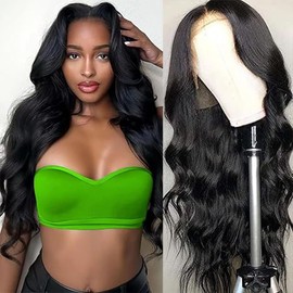 13x4 Lace Front Wig For Women Glueless Wig Human Hair 100% Unprocessed Brazilian Human Hair Closure Wigs 13x4 Body Wave Transparent Lace Wigs Natural Color Pre Plucked Bleached Knots 18 Inch