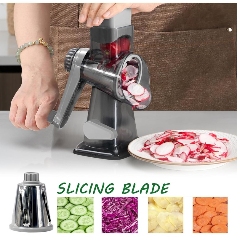 Dachenus Cheese Grater Rotary Cheese Grater,Versatile Cheese Shredder,Blades for Shredding,