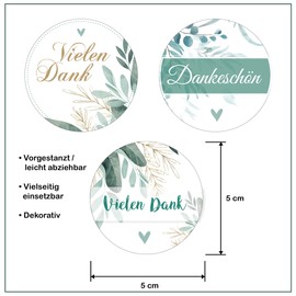 PROlac Premium "Thank You" Stickers, Thank You Stickers, 50 x 50 mm for Envelopes & Gift Wrapping, Multipurpose, Round Thank You Stickers, Pack of 1000 on a Roll, Oil Resistant and Scratch-Resistant