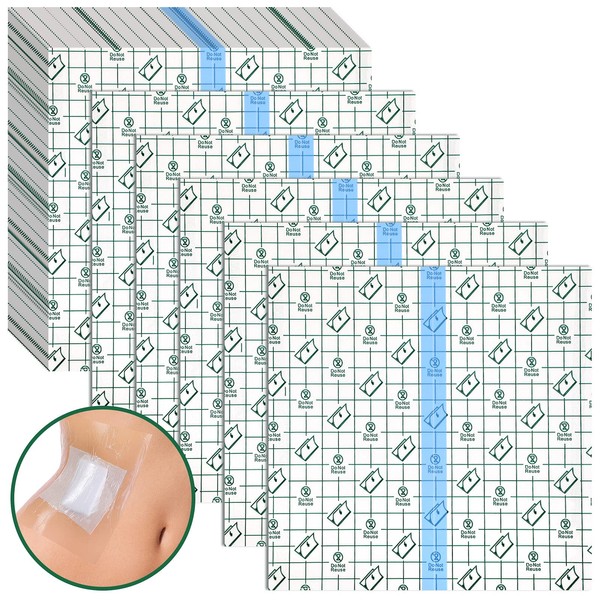 Dialysis Catheter Shower Cover Peritoneal Dialysis Accessories Protector Waterproof Transparent Bandage Wound Cover Bandage Belt for Swimming Tattoo Dressings, 7.87 x 7.87 Inches (50 Pieces)