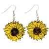 Hand-Painted Wood Sunflower Dangle Earrings