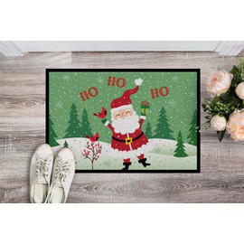 Caroline's Treasures VHA3016JMAT Merry Christmas Santa Claus Ho Ho Ho Doormat 24x36 Front Door Mat Indoor Outdoor Rugs for Entryway, Non Slip Washable Low Pile, 24H X 36W