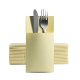 Aroba 50 Soft Point Cutlery Napkins, Soft Material, Volume and Structure, Ready-Folded Napkins with Slot, 39 x 38 cm, 1/8 Fold Cutlery Bag, Good Quality Beige