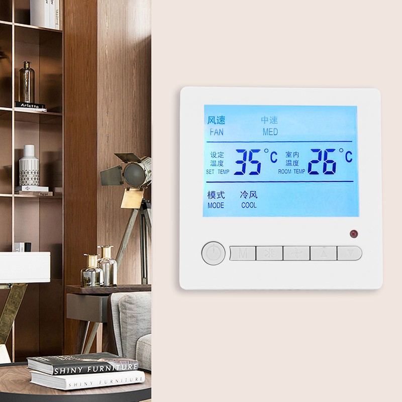 AC220V Intelligent LCD Thermostat Fan Coil Temperature Controller Air Conditioning