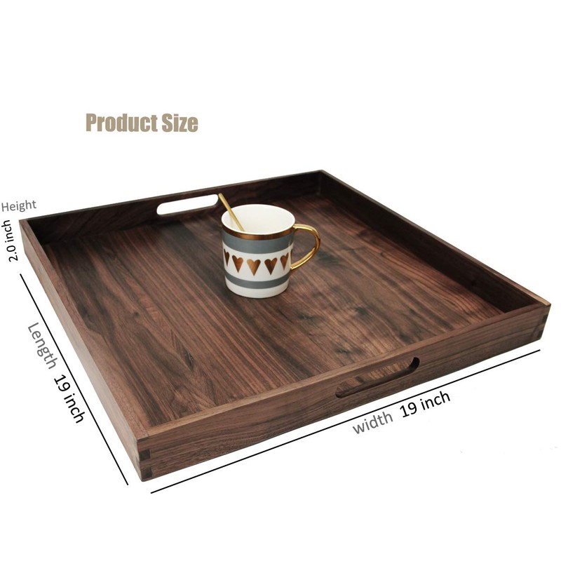 MAGIGO 19 x 19 Inches Large Square Black Walnut Wood