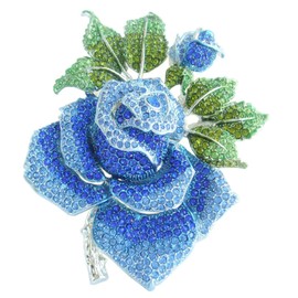 Sindary BZ2994 - Broche de cristal austriaco con diseño de rosa de 13,8 cm azul