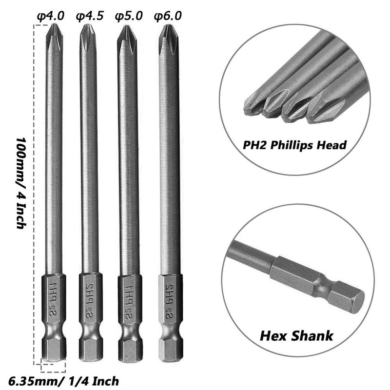 Mesee 16 Pieces 4 Inch Long Magnetic Screwdriver Bit Set,