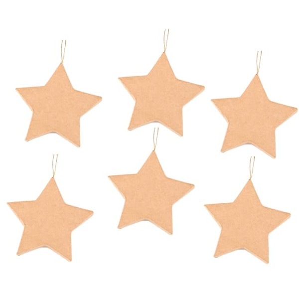 Pack of 6 Unfinished Paper Mache Star Ornaments for Holiday DIY by Factory Direct Craft - Papier Mache Stars Ready to Decorate Christmas Ornaments (Size 4-3/4" x 4-3/4")