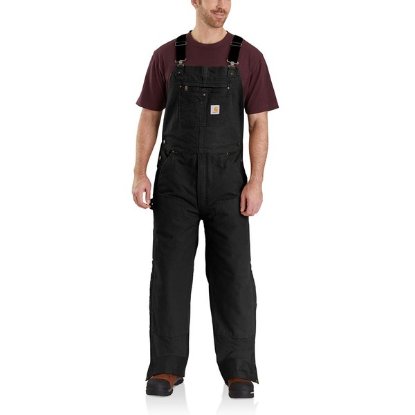 Carhartt Men's Loose Fit Washed Duck Insulated Bib Overall, Black, Medium