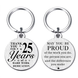 25 Year Work Anniversary Employee Gifts - 25th Work Anniversary Decorations - Thank You 25 Year Employee Anniversary Keychin Gifts
