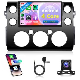 4Core 4G+64G Car Radio for Toyota FJ Cruiser 2006-2023, Rimoody Android Car Stereo Wireless Carplay Andorid auto Mirror Link GPS Navigation WiFi 9'' Touchscreen Bluetooth FM/RDS EQ SWC Backup Camera
