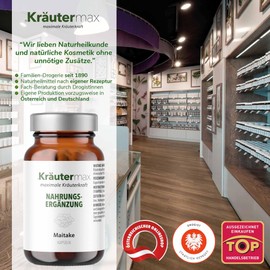 Kräutermax Maitake Extract Capsules, Maitake Mushroom, Natural and Vegan, Medicinal Mushroom Capsules, Pack of 60