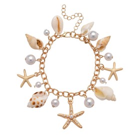 ShiQiao Spl Boho Starfish Bracelet for Women Pearl Conch Bracelets for Girls Summer Party Accessories for Beach Lover Birthday Gifts for Best Friends Daughter Sea Themed Bracelet