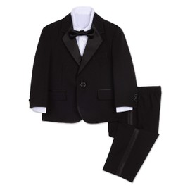 Nautica baby boys 4-piece Tuxedo With Dress Shirt, Bow Tie, Jacket, Pants and Toddler Suit, Black, 3-6 Months US
