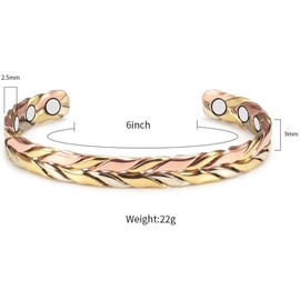 YINOX Bracelet Braided Magnetic Bracelet Men Women Bracelet 6 Inch Fashion Valentine's Day, Copper