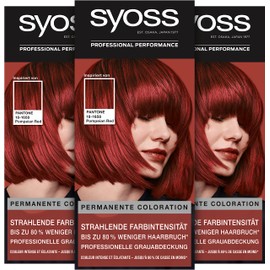 Syoss Colour Colouration, 5–72 Pompeian Red Pantone 18–1658 (3 x 115 ml), Pantone-Inspired Permanent Colouration, Up to 80% Less Hair Breakage, Professional Grey Coverage