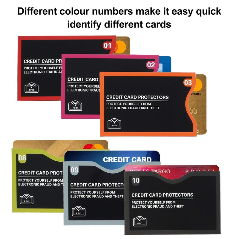 LotFancy RFID Blocking Sleeves, Set with Color Coding (19 Pack,