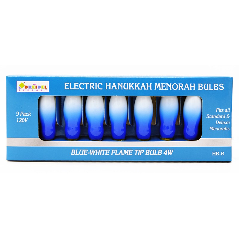 The Dreidel Company Menorah Bulbs, 9 Blue & White Electric