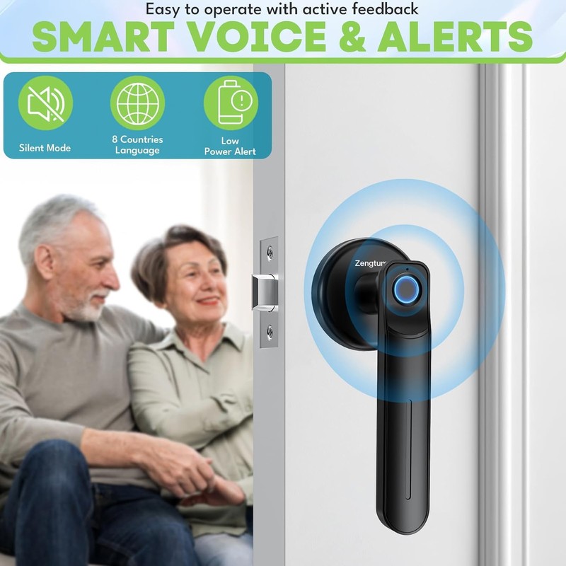 Zengtumy Keyless Entry Door Lock with Fingerprint/Key-Smart Door Lock for