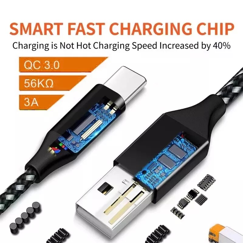 Unbranded 3 Pack Fast Charging Cable USB Type C Cable
