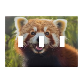 Hezely Red Panda Toggle Light Switch Wall Plate Cover, Electrical Outlet Covers, Decorative Wall Plate with Screws (2 Gang Wall Plate)