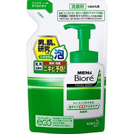 Kao Men's Biore Medicated Foam Acne Care Face Wash Refill, 4.6 fl oz (130 ml) x 5 Piece Set