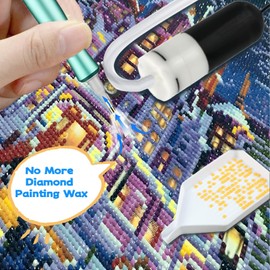 Electric Vacuum Diamond Art Painting Pen with Adjustable Suction, Diamond Art Kits for Adults, Epainter Diamond Painting Pen Without Wax, Diamond Art Accessories Tool with Storage Trays(Green)