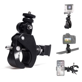 Cell Phone Tripod Mount Adapter Clip Holder and Camera Super Clamp, Universal Quick Release Pipe Bar Clamp Mounts for Tripods Stands Microphone Stands Any Pipe or Bar