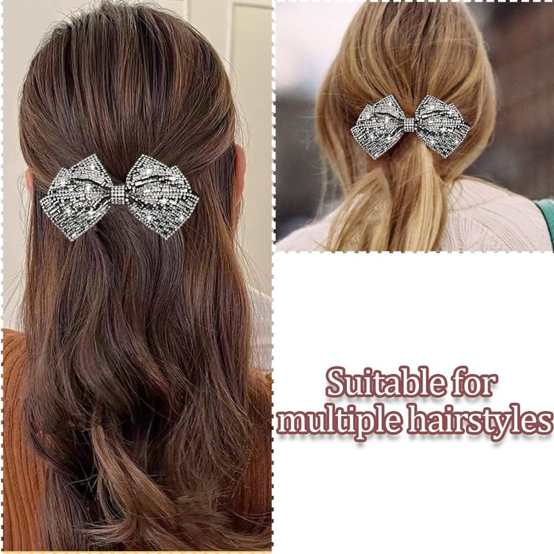 Rhinestone Bow Hair Barrette Bling Bowknot Hair Clips Hair Pin
